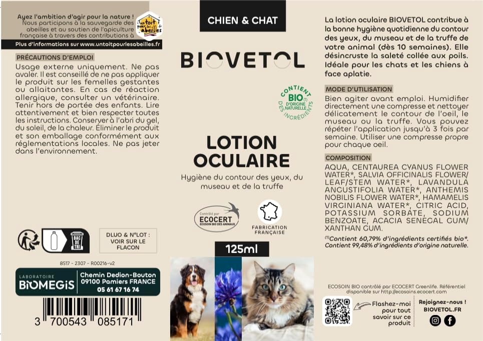 Loción ocular ecológica para perros y gatos