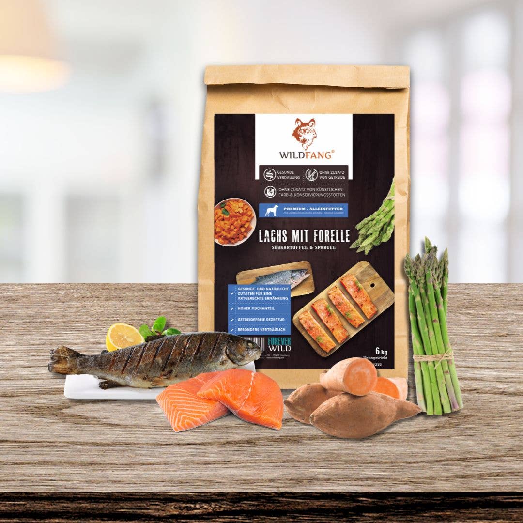 Trockenfutter mit Lachs und Forelle für ausgewachsene Hunde