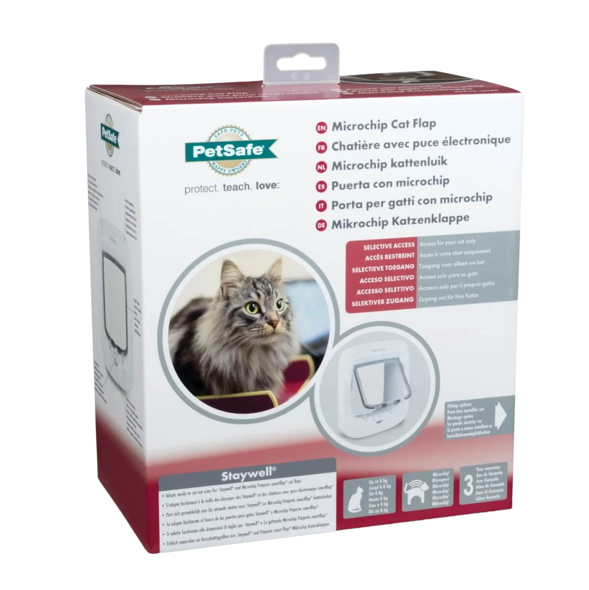 Porta para gatos eletrónica com microchip, 4 posições