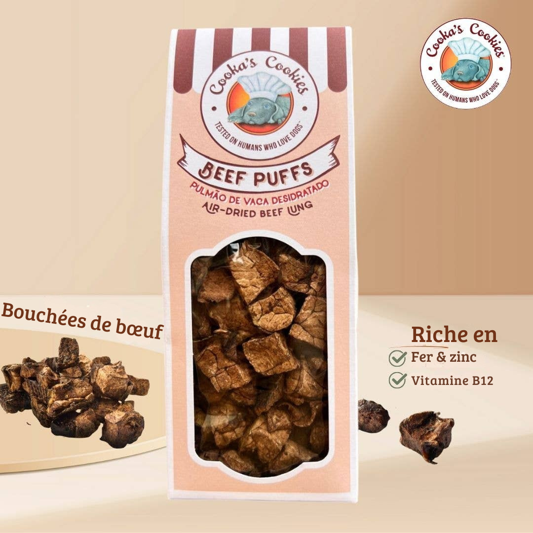 Friandises de poumon de bœuf séché à l'air pour chiens
