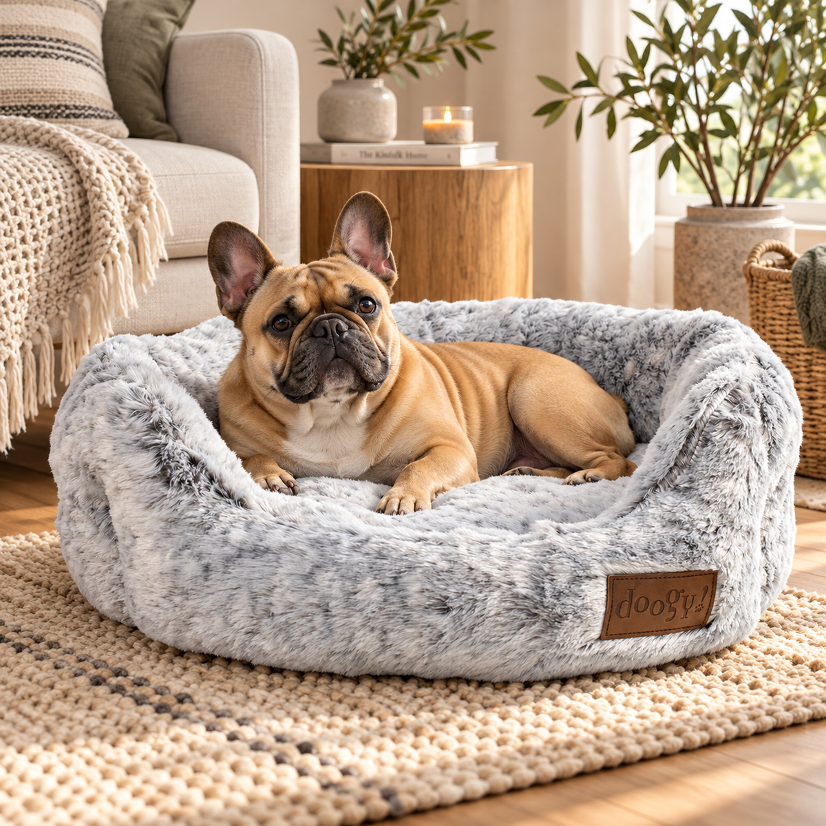 White Panther faux fur basket