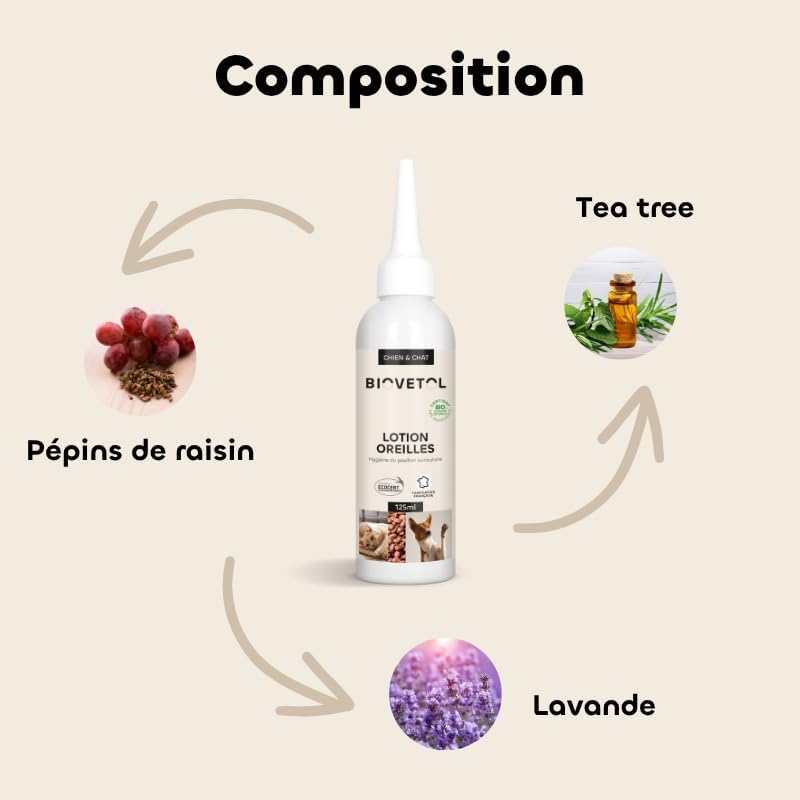 Organic cleansing lotion for dog and cat ears
