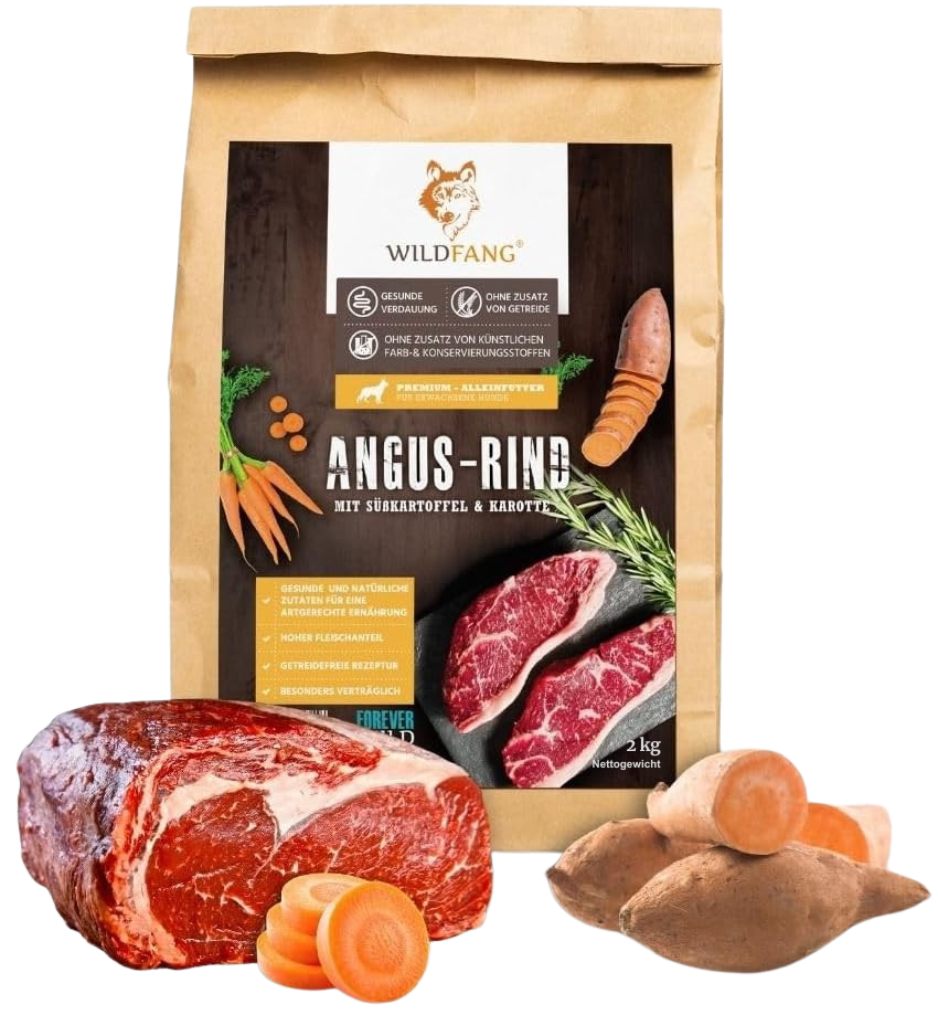 Trockenfutter mit Angus-Rind für ausgewachsene Hunde