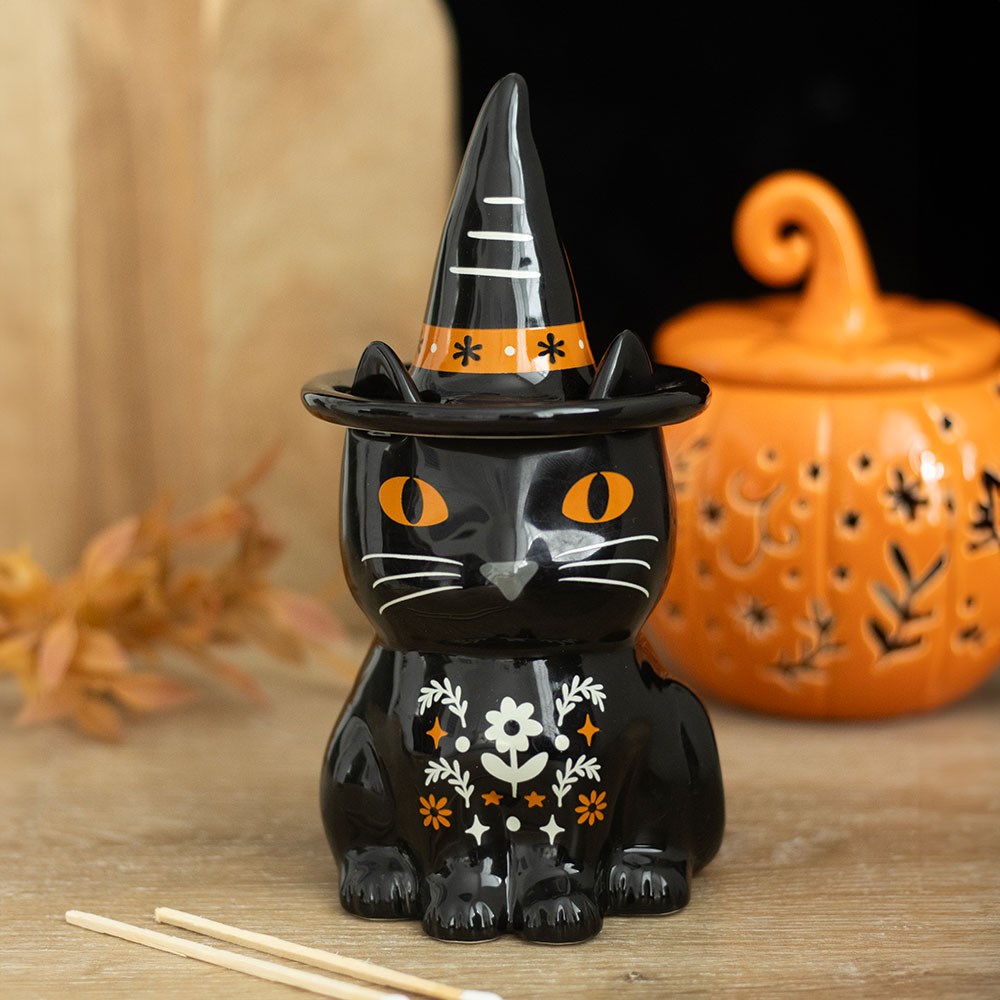 Ölbrenner aus Keramik Schwarze Katze