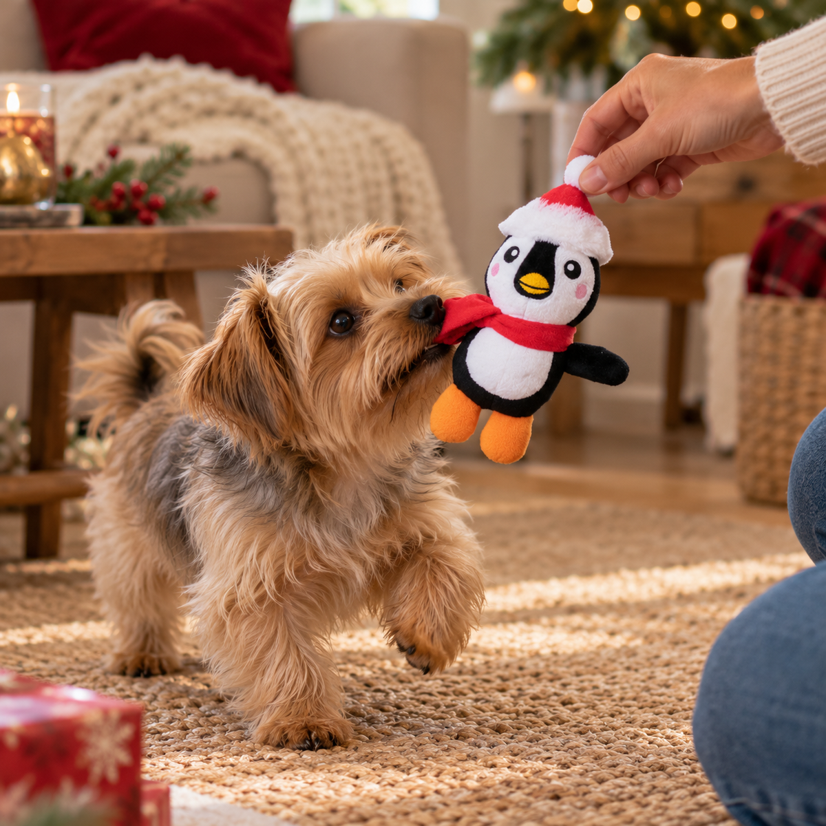 Peluche sonoro de pinguim de Natal 14 cm