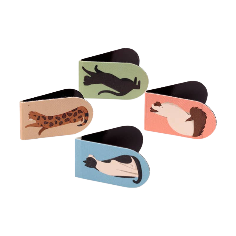 Set mit 4 magnetischen Lesezeichen mit Katzenmotiven