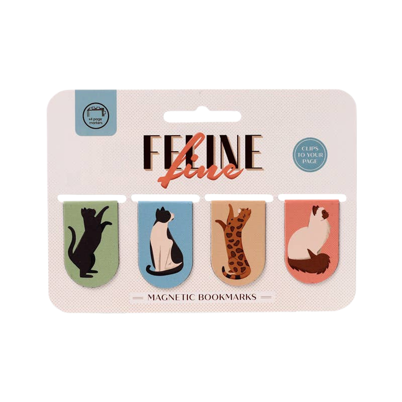 Set mit 4 magnetischen Lesezeichen mit Katzenmotiven