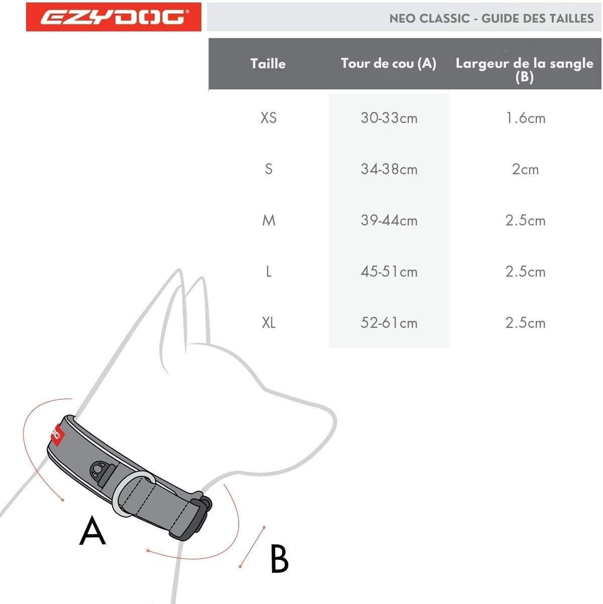 Coleira Neo Classic em neopreno para cães