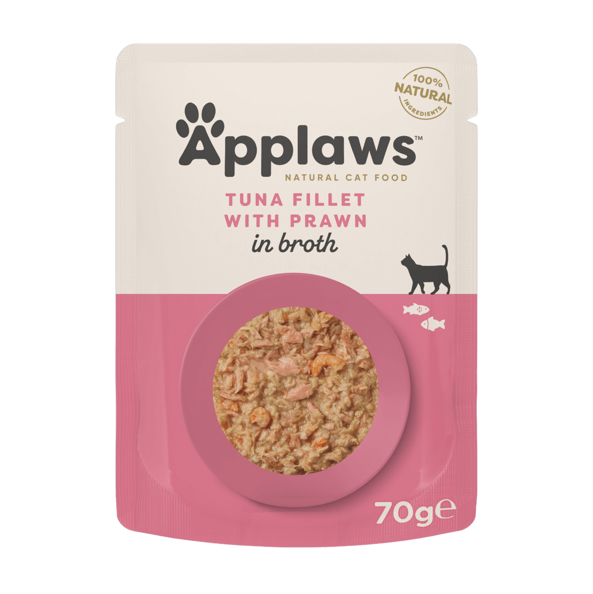 Filet de thon et crevettes en bouillon pour chats adultes