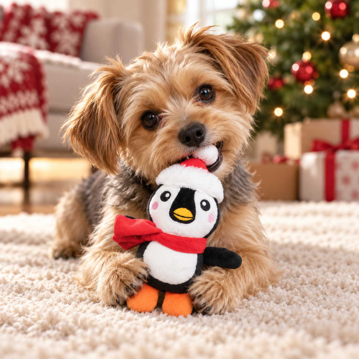 Peluche sonoro de pinguim de Natal 14 cm