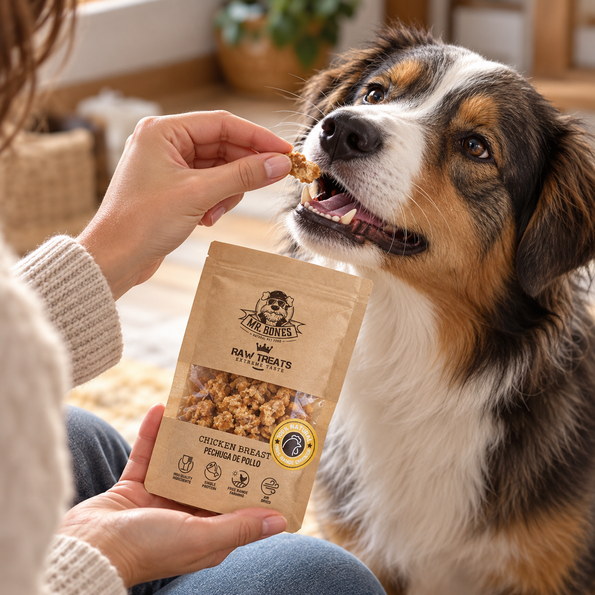 Friandises au blanc de poulet déshydraté pour chiens et chats
