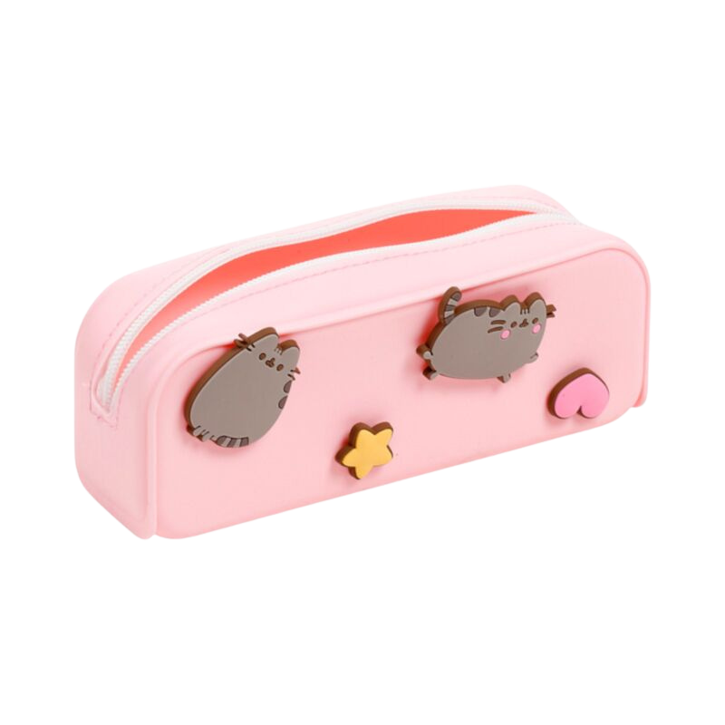 Pusheen-Federmäppchen aus Silikon mit Sternen und Herzen