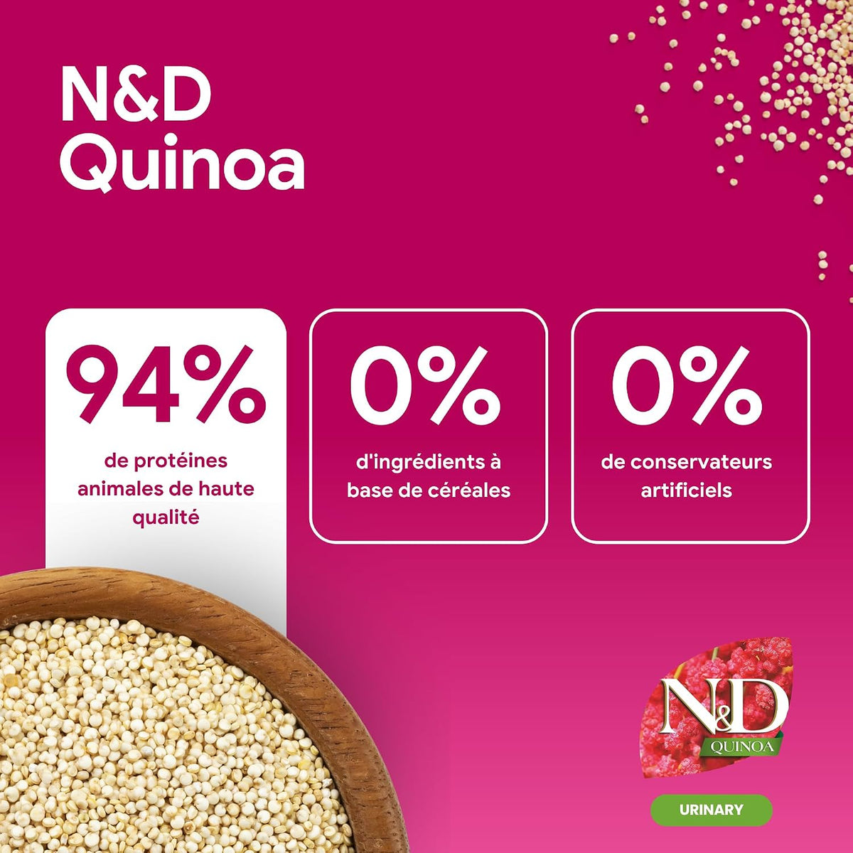 Croquetas de pato y quinoa para la salud urinaria de gatos adultos
