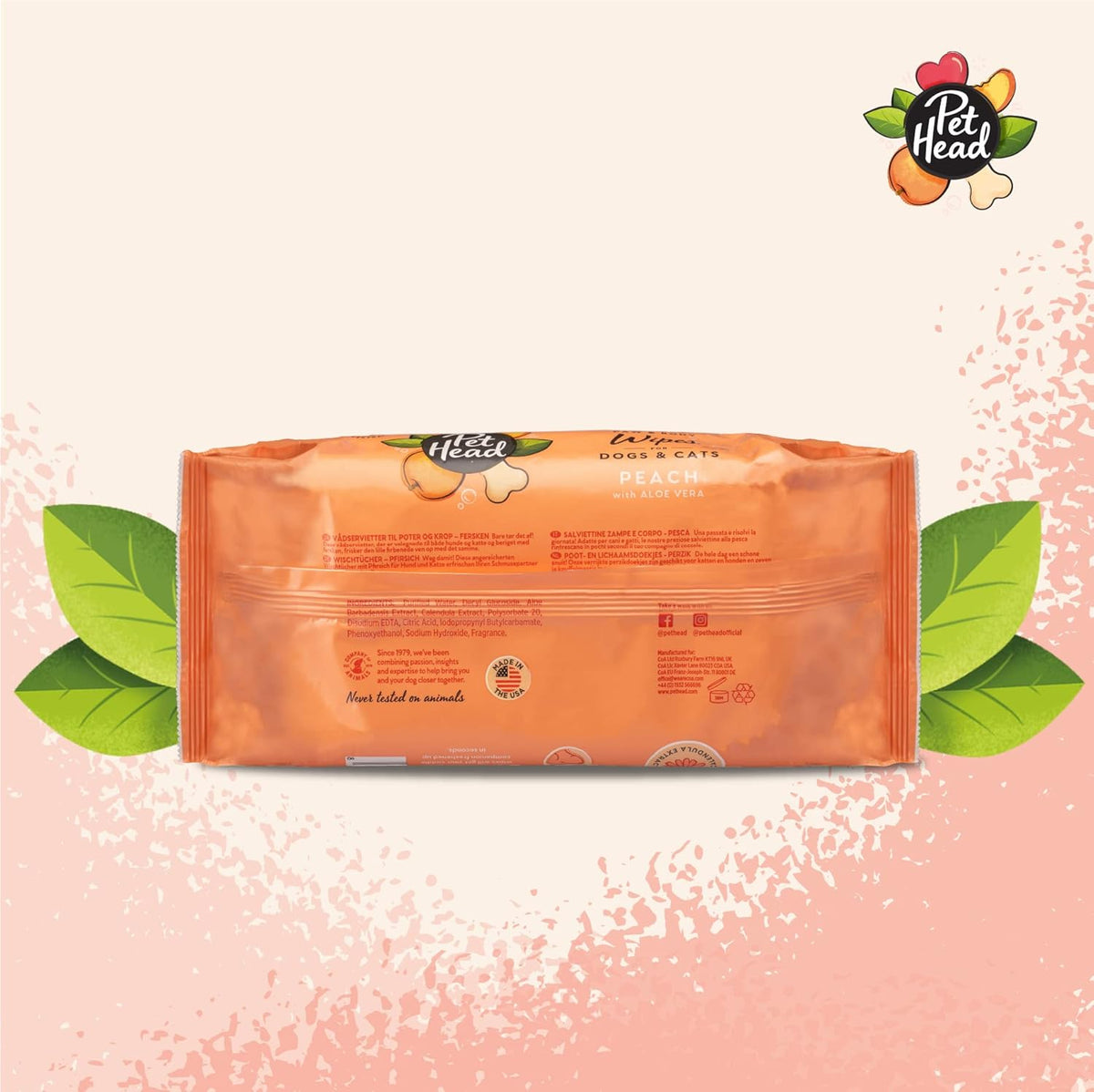 Lingettes nettoyantes Quick Fix pêche pour chiens et chats