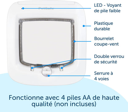 Porta para gatos eletrónica com microchip, 4 posições