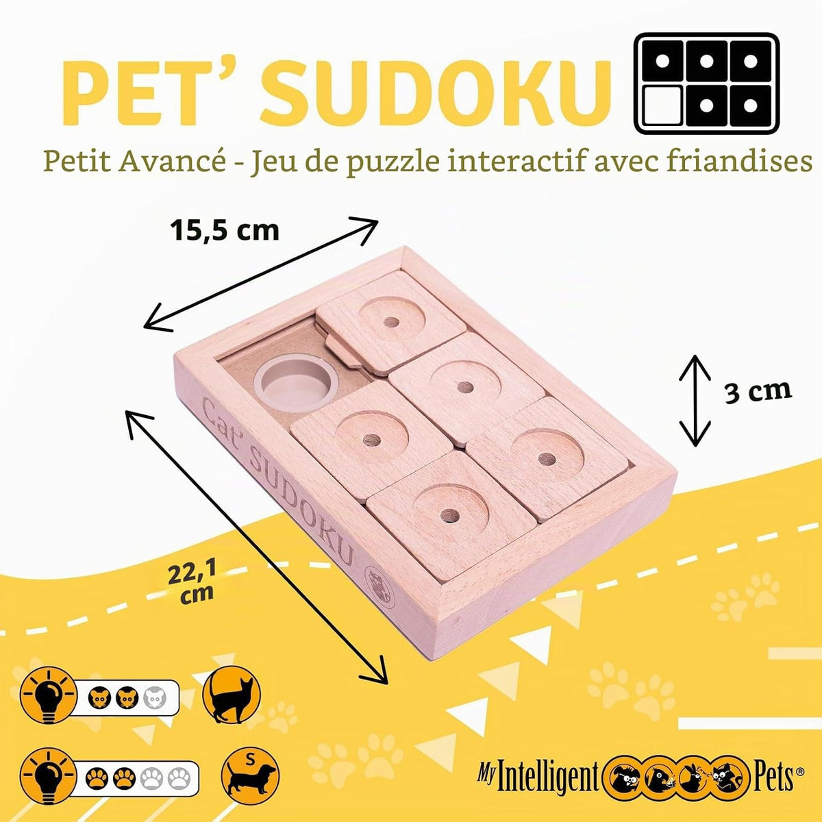 Jogo de raciocínio Sudoku avançado em madeira para cães e gatos pequenos