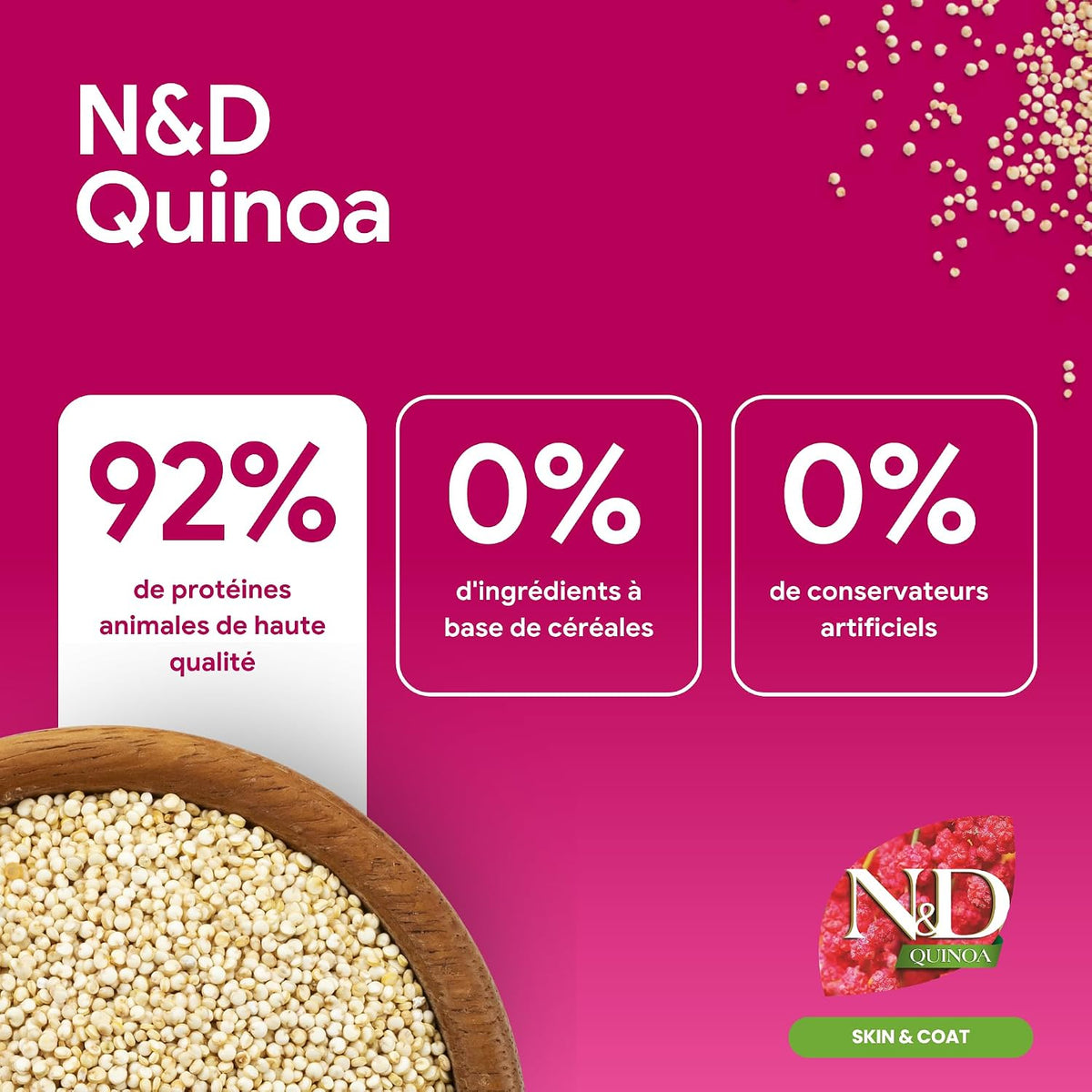 Wachtel- und Quinoa-Trockenfutter für kleine erwachsene Hunde