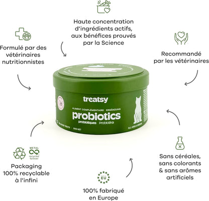 Suplemento alimentar probiótico de peixe e frango para gatos