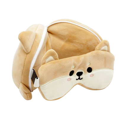 2-in-1-Reisekissen mit Shiba-Inu-Maske