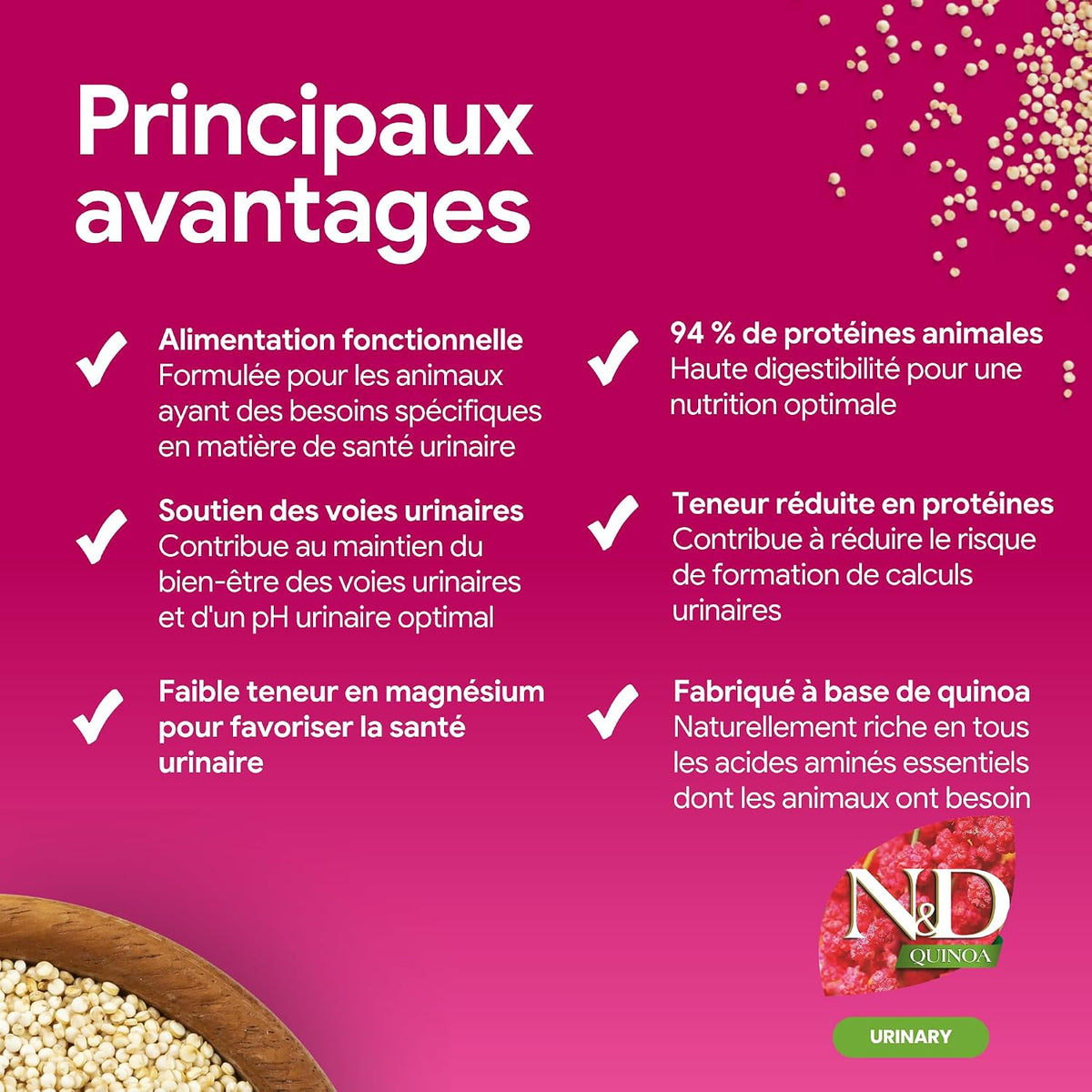 Croquetas de pato y quinoa para la salud urinaria de gatos adultos
