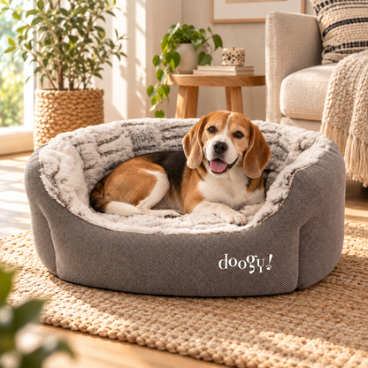 Corbeille ovale Whooly imitation fourrure pour chiens et chats