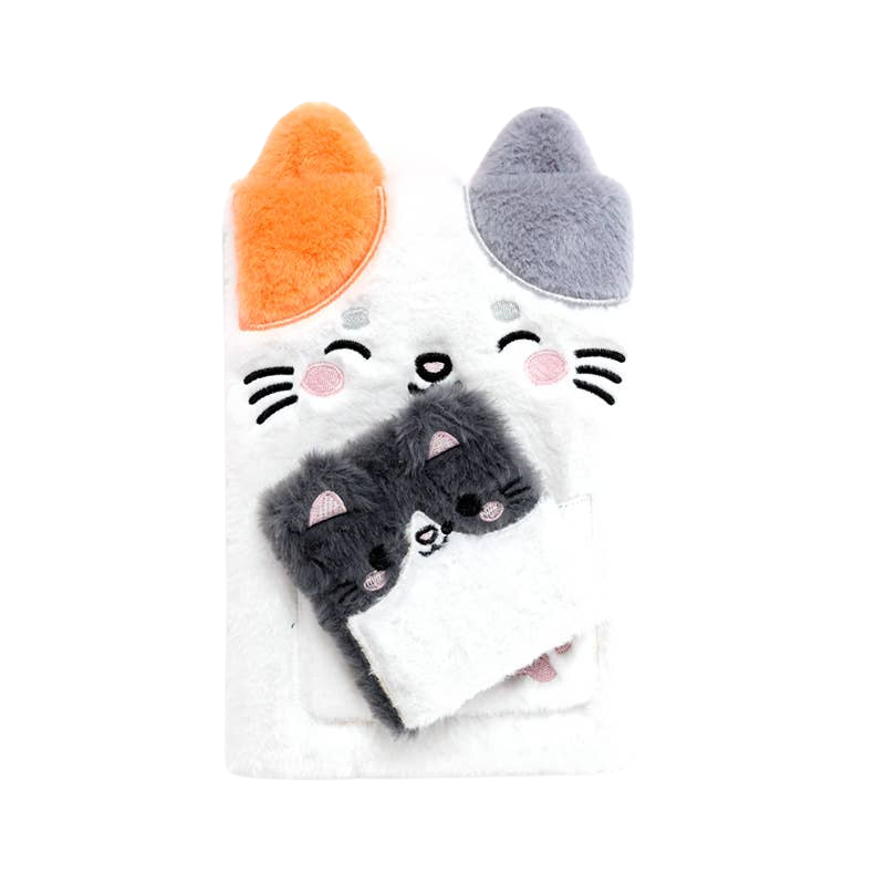 Carnet peluche Lola the Cat avec pochette et mini carnet