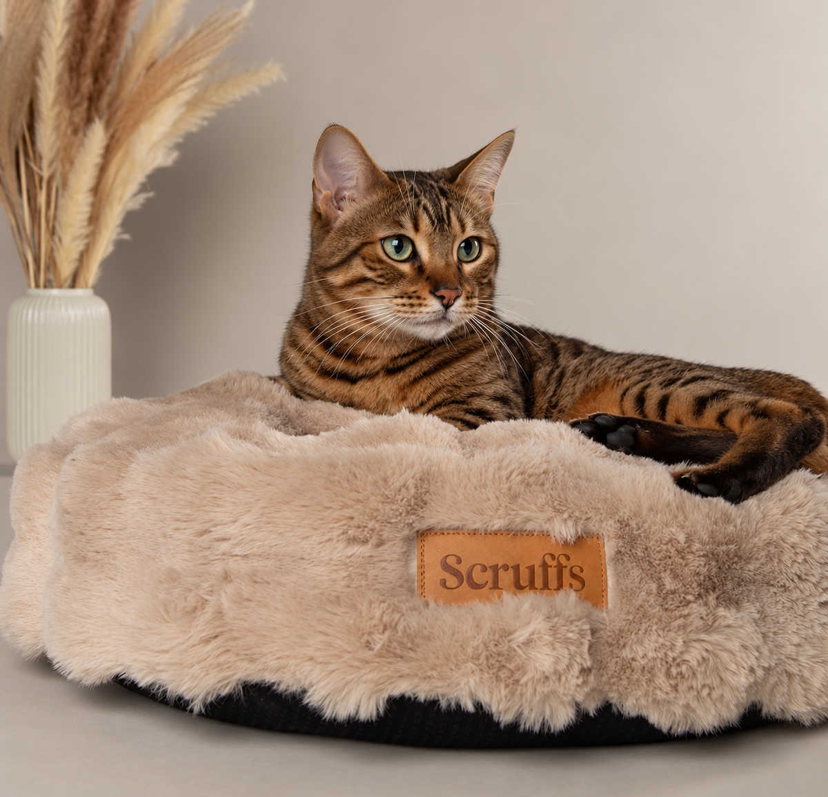 Coussin rond douillet pour chats et petits chiens