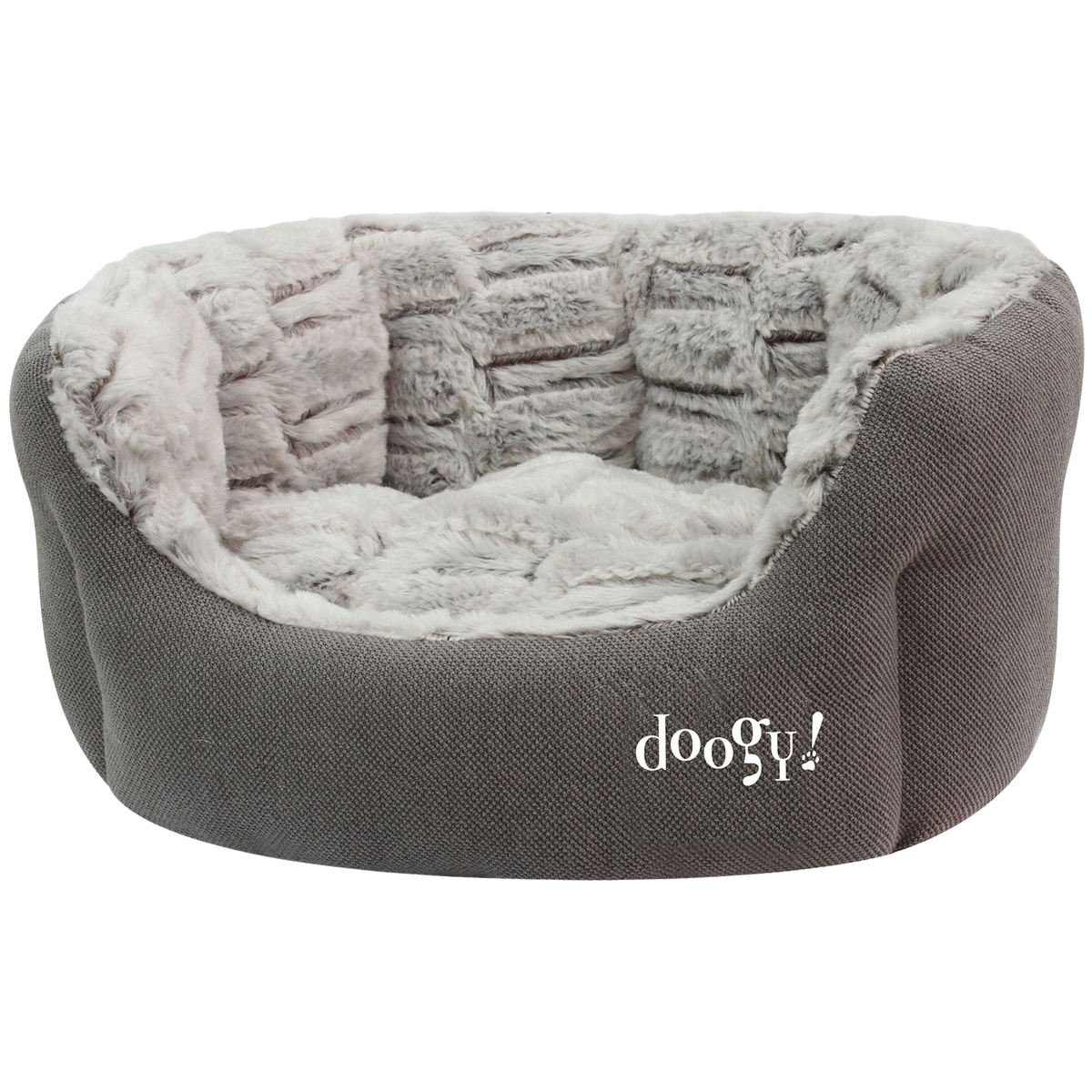 Corbeille ovale Whooly imitation fourrure pour chiens et chats