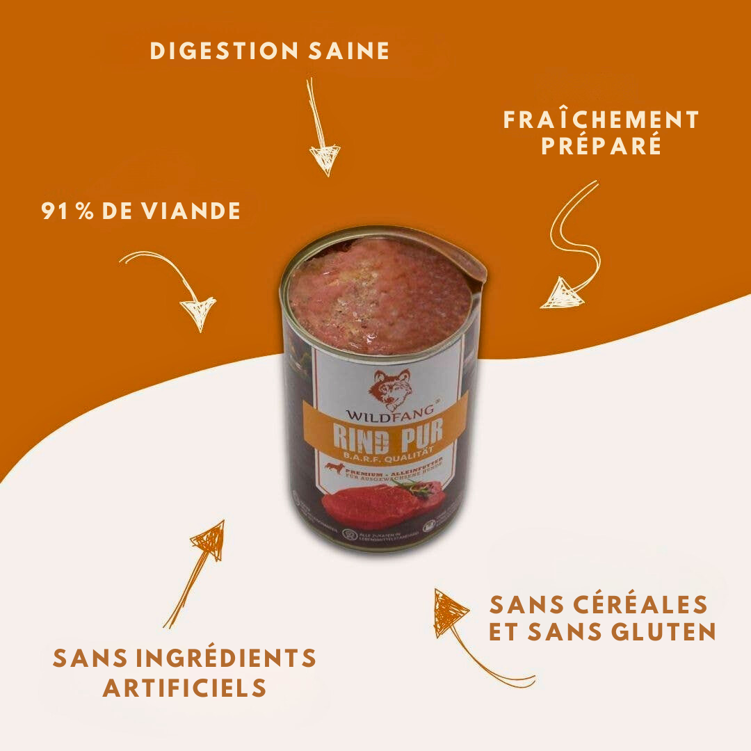 Reines Rindfleisch-Pâté in BARF-Qualität für ausgewachsene Hunde