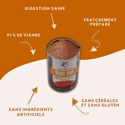 Paté di puro manzo qualità BARF per cani adulti
