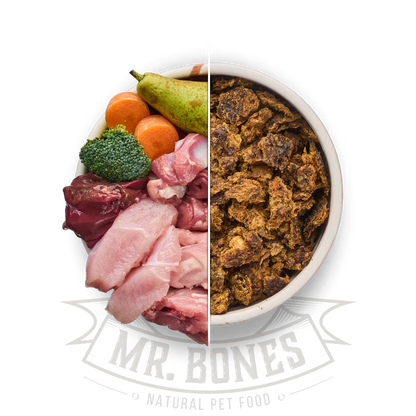 Alimentación BARF deshidratada de pavo para perros