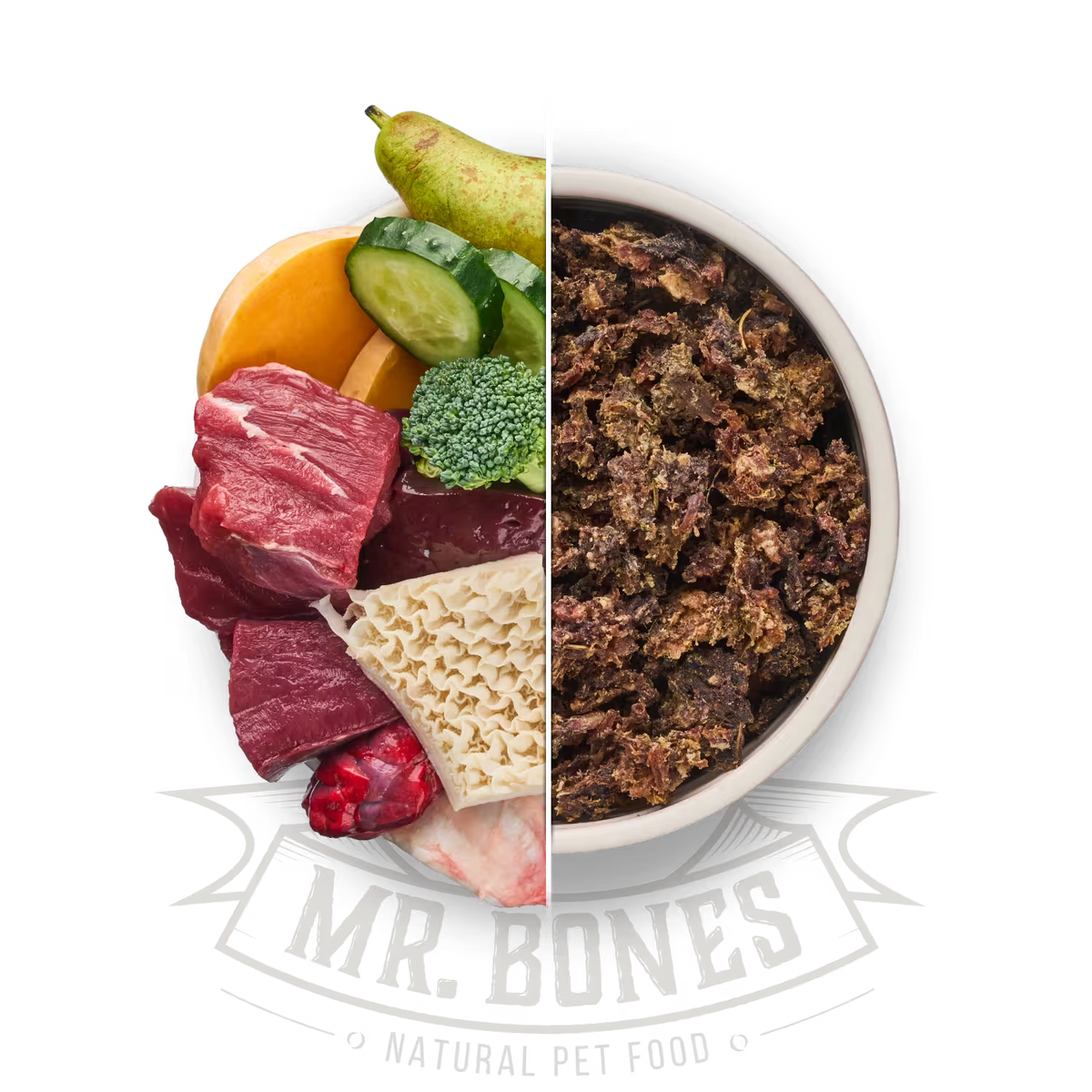 Dehydrierte BARF-Nahrung Rind und grüner Magen für Hunde