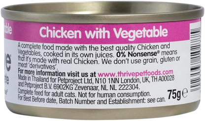 Émincé de poulet aux légumes pour chats adultes et seniors