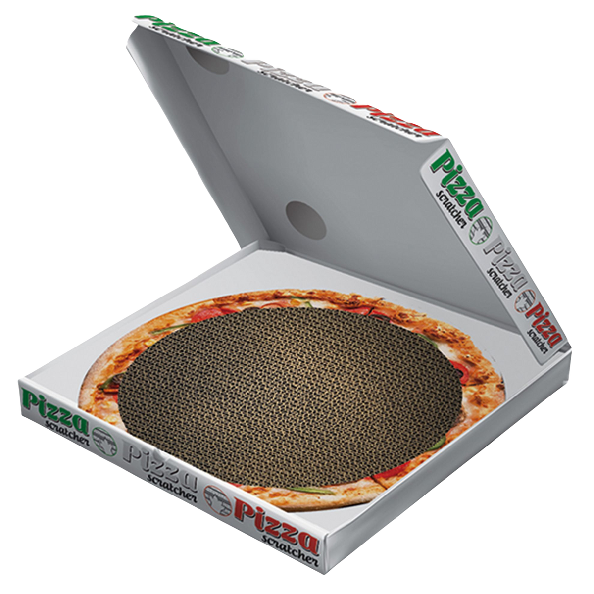 Katzenkratzbox aus Pappe in Pizzaschachtel-Form