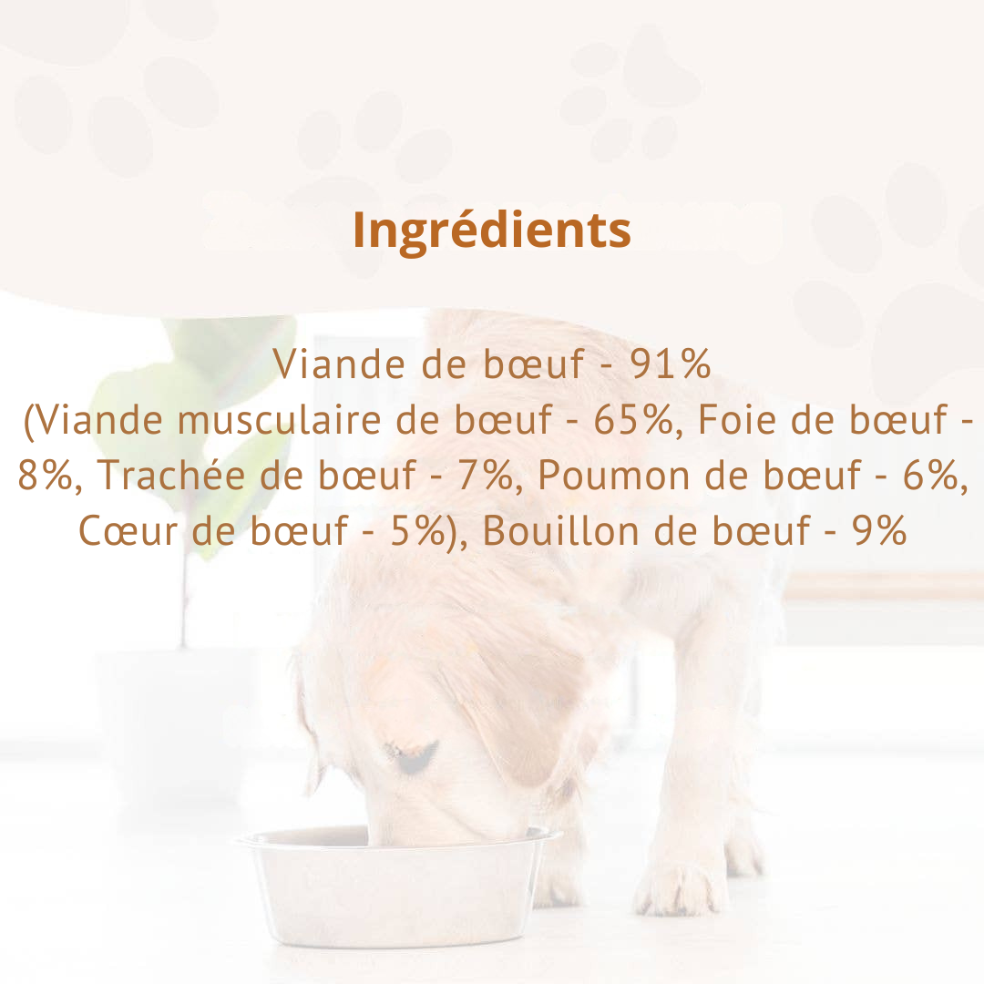 Reines Rindfleisch-Pâté in BARF-Qualität für ausgewachsene Hunde