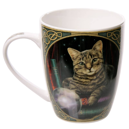 Caneca de porcelana gato e bola de cristal