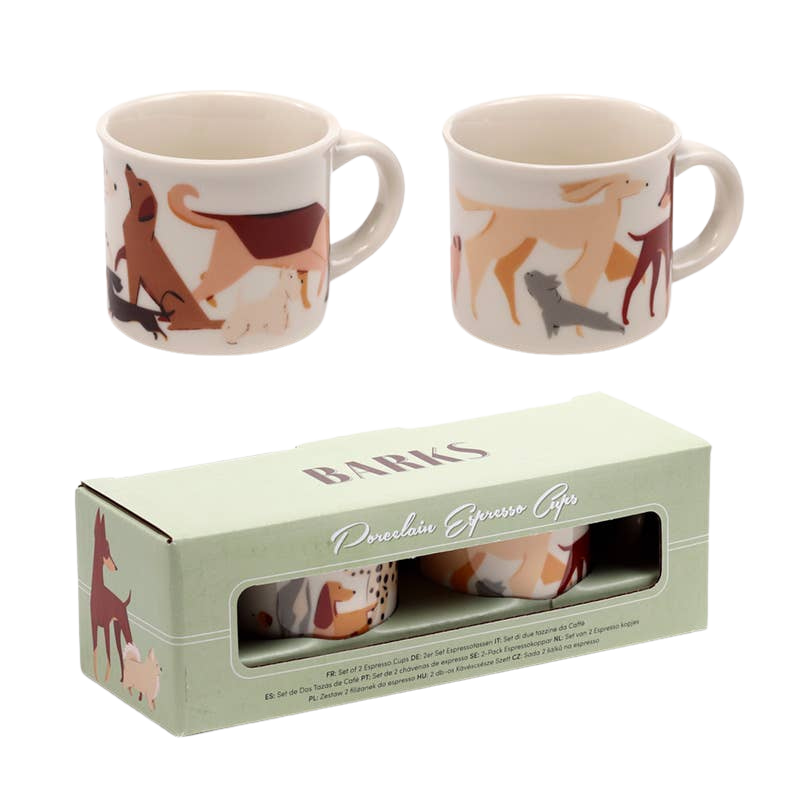 Juego de 2 tazas de expreso con motivo de perros