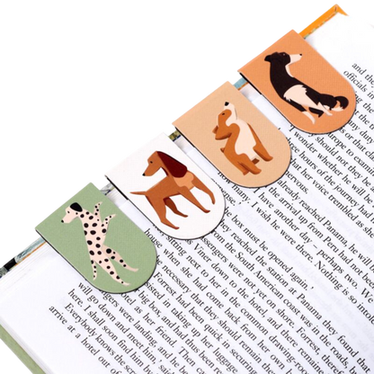 Conjunto de 4 marcadores de livros magnéticos com cães