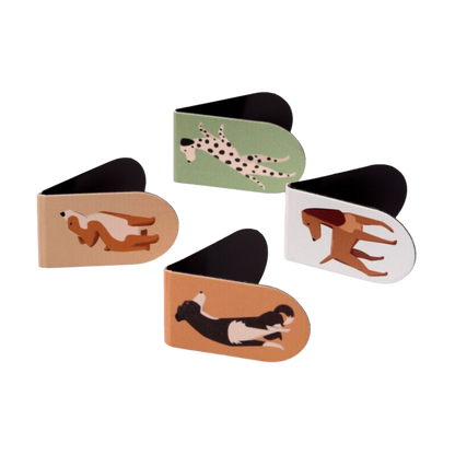 Conjunto de 4 marcadores de livros magnéticos com cães