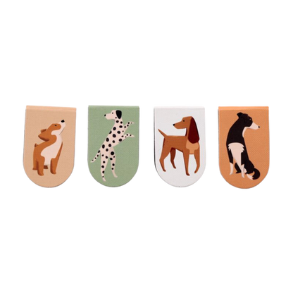 Conjunto de 4 marcadores de livros magnéticos com cães