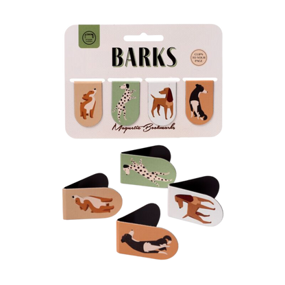 Conjunto de 4 marcadores de livros magnéticos com cães