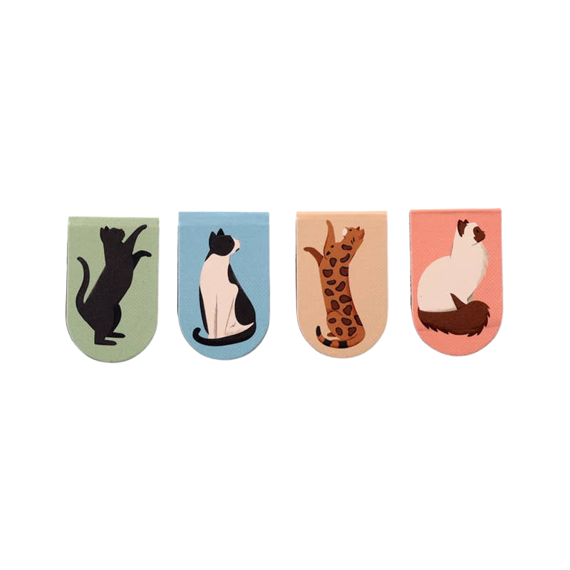 Lot de 4 marque-pages magnétiques chats
