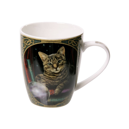 Caneca de porcelana gato e bola de cristal