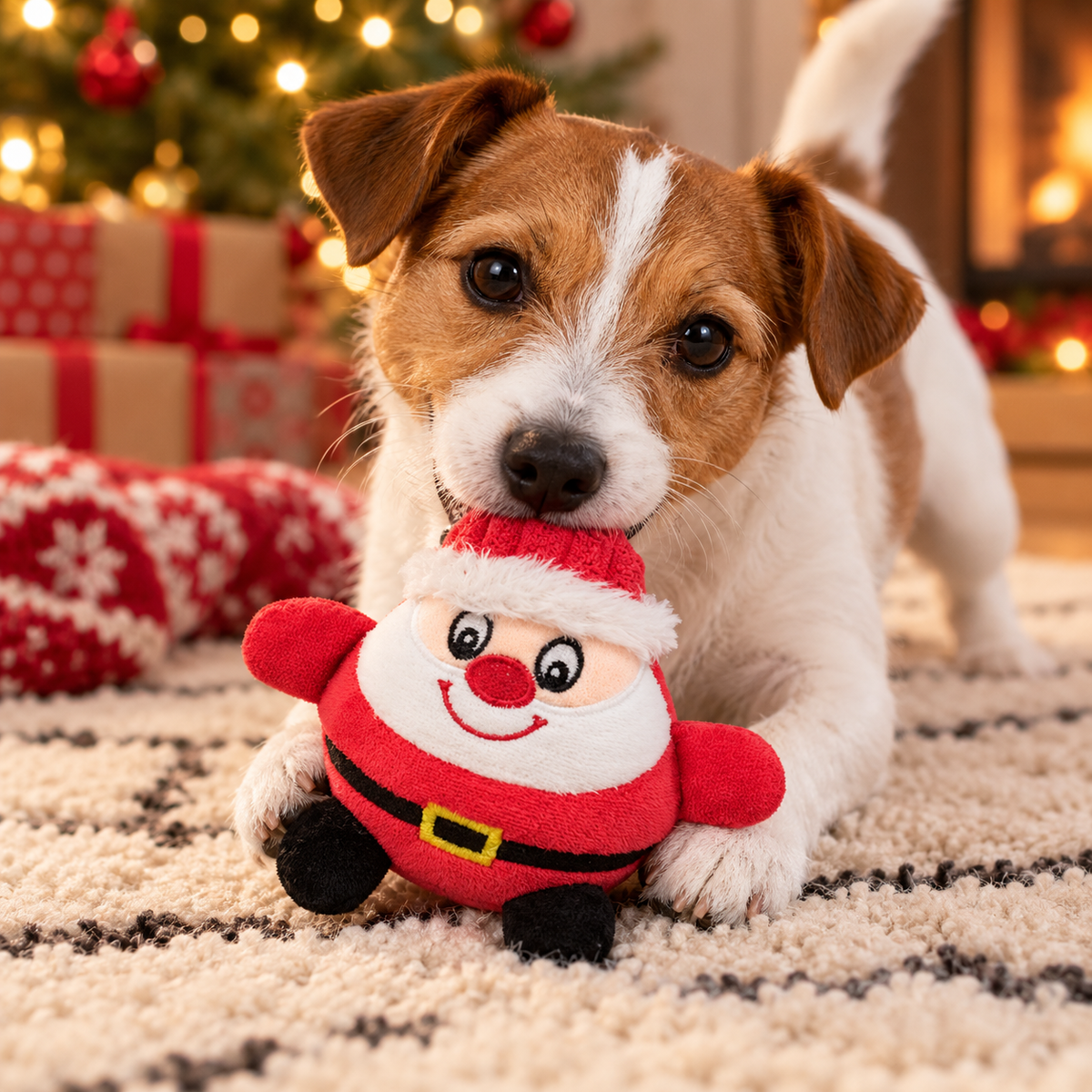 Peluche de Papá Noel con chirriador para perros