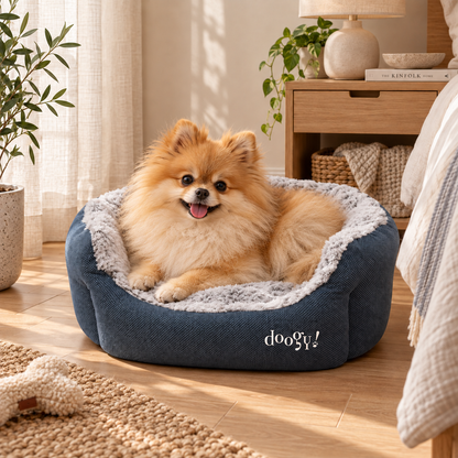 Corbeille ovale Whooly imitation fourrure pour chiens et chats