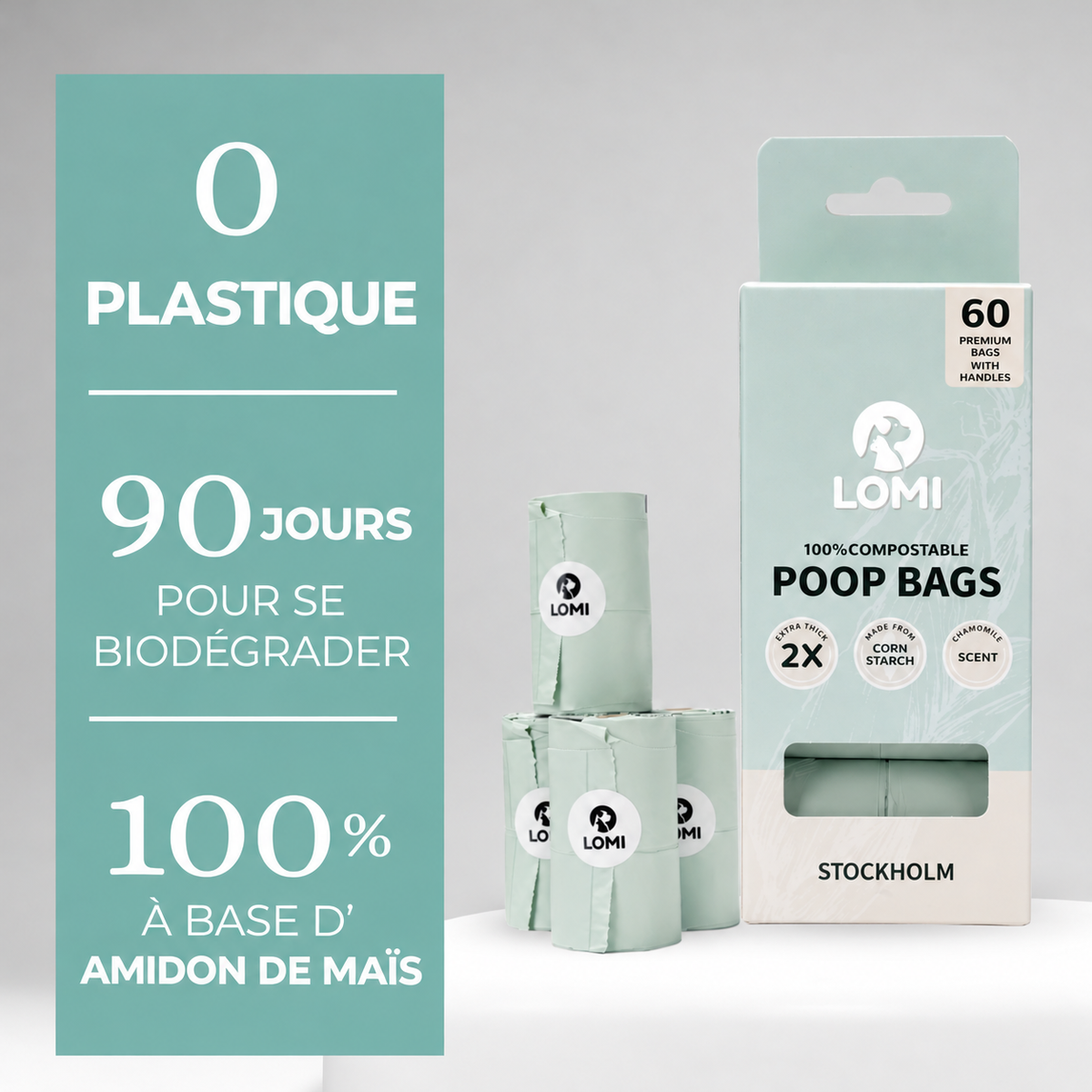 Sacchetti per deiezioni 100% compostabili con manici — Ecologici