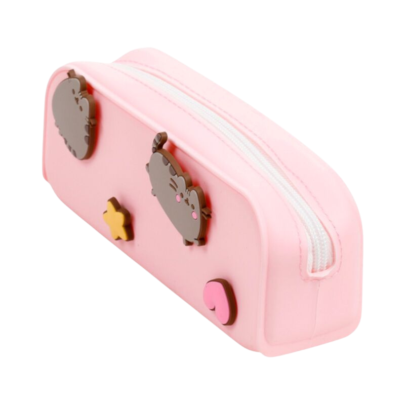 Trousse Pusheen en silicone avec étoiles et cœurs