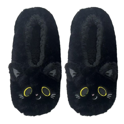 Rutschfeste Hausschuhe Lucky die schwarze Katze