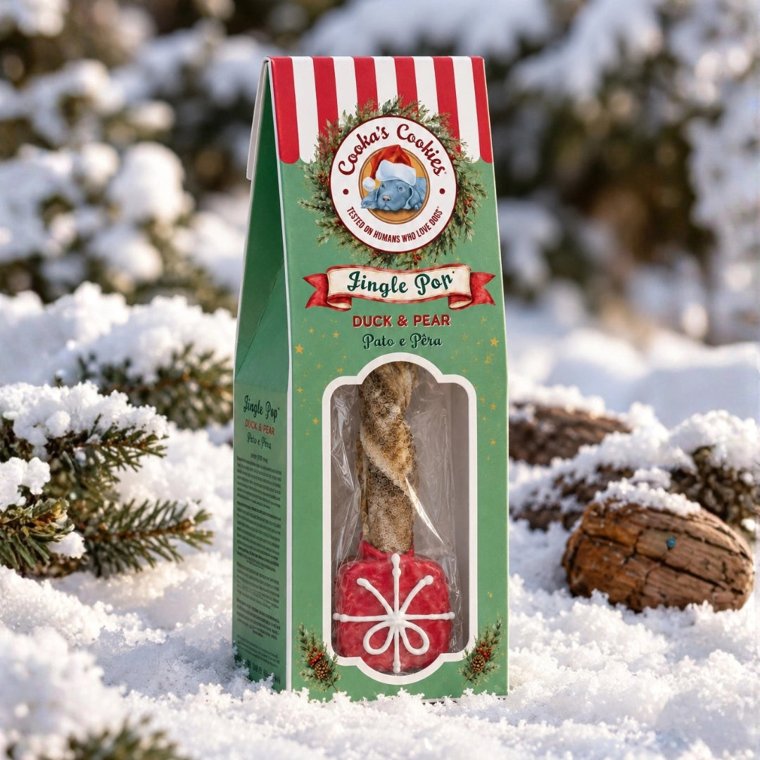 Weihnachtssnack Jingle Pop mit Kabeljau und Ente für Hunde