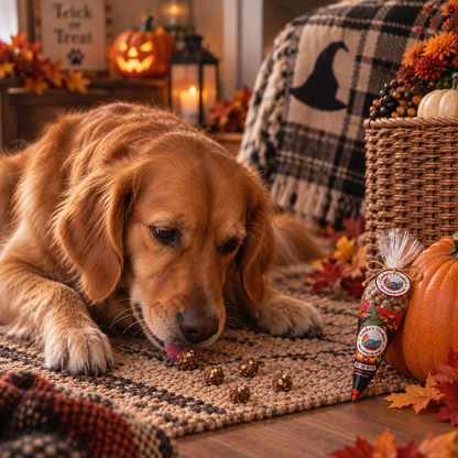 Cone de guloseimas de Halloween de peru e abóbora para cães
